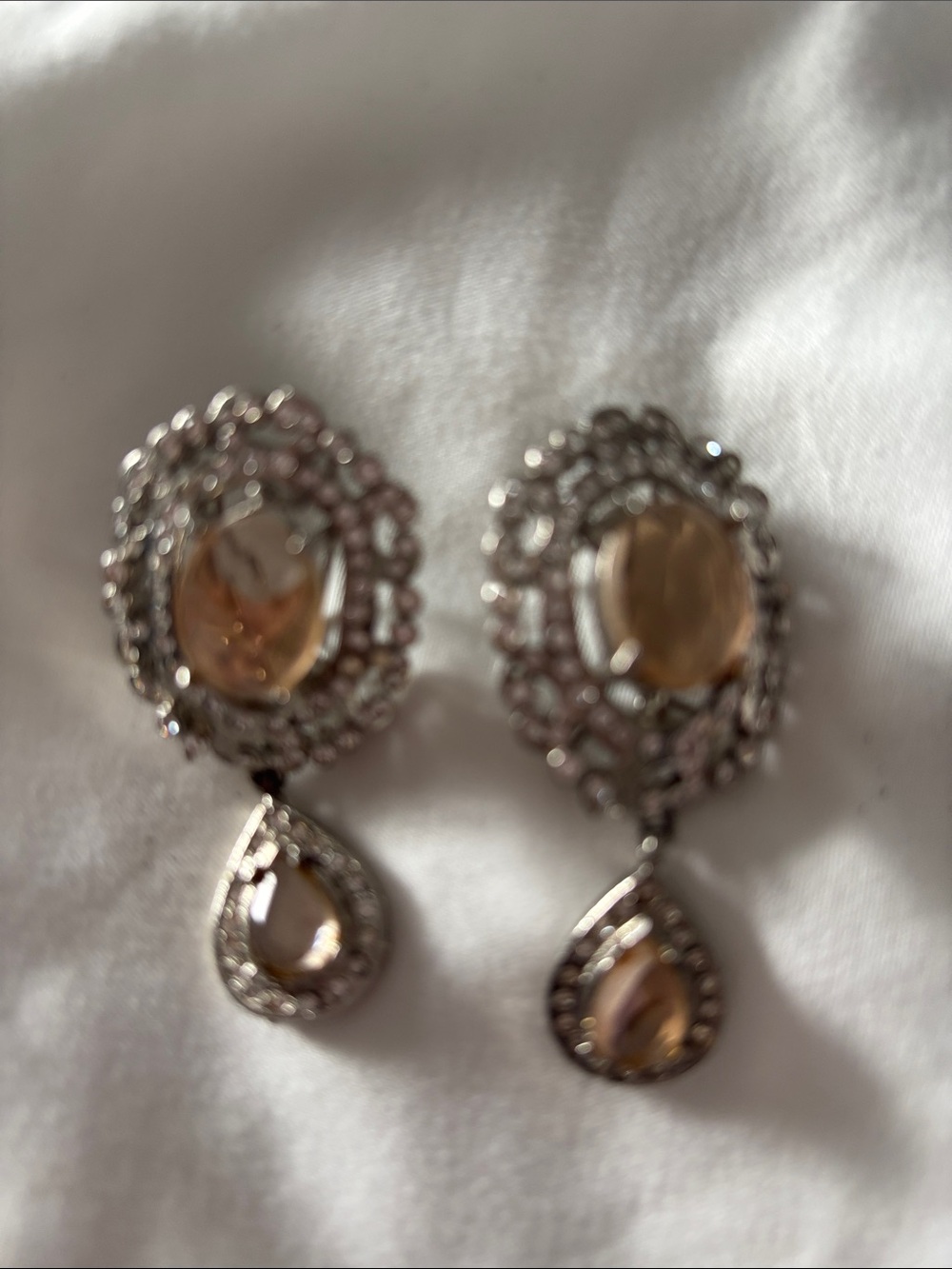 Elegant Champagne Crystal Drop Earrings - Women Jewelry